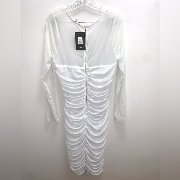 Fashion Nova Ruched White Oh So Fresh Mini Cocktail Dress Size 2X - Picture 3 of 5